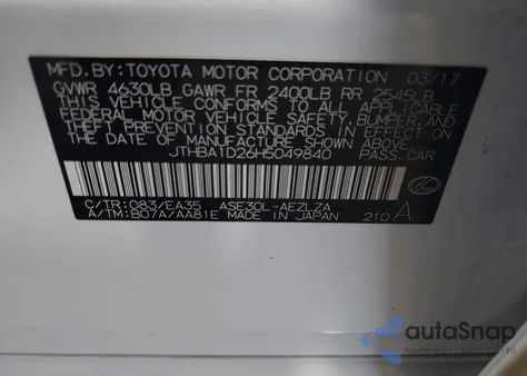 2017 Lexus Is 200T z USA, uszkodzony, nr VIN JTHBA1D26H5049840